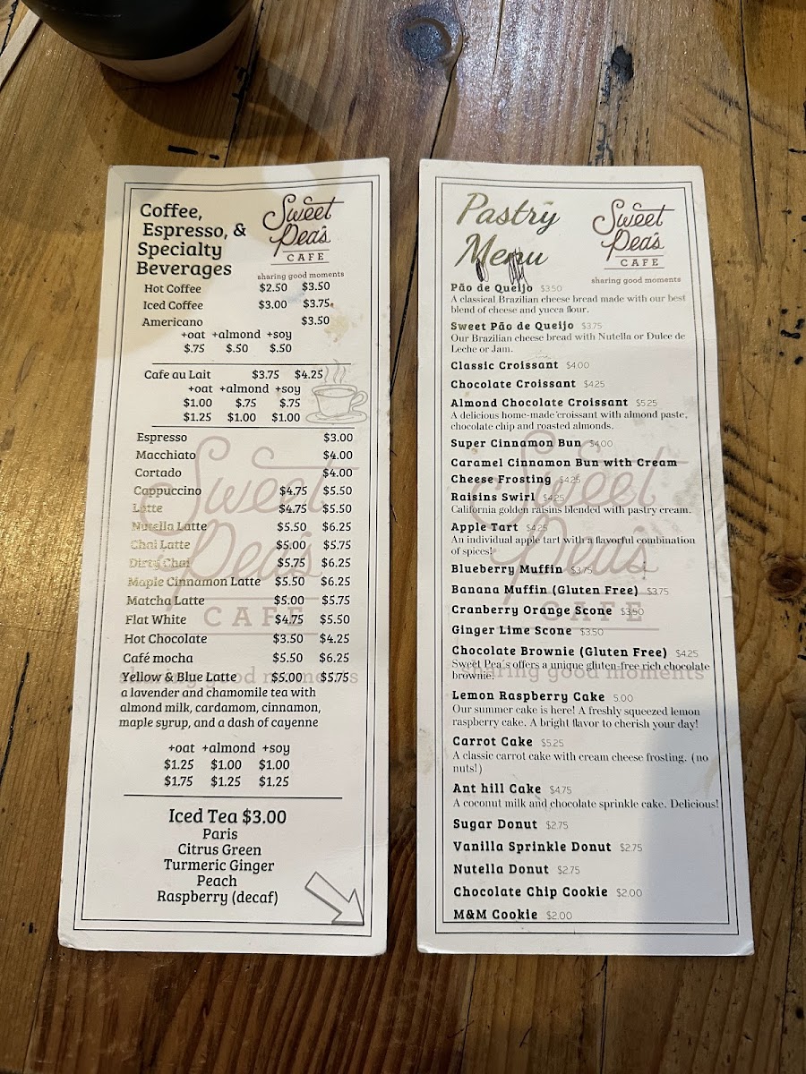 Menu Sweet Pea's Café-1