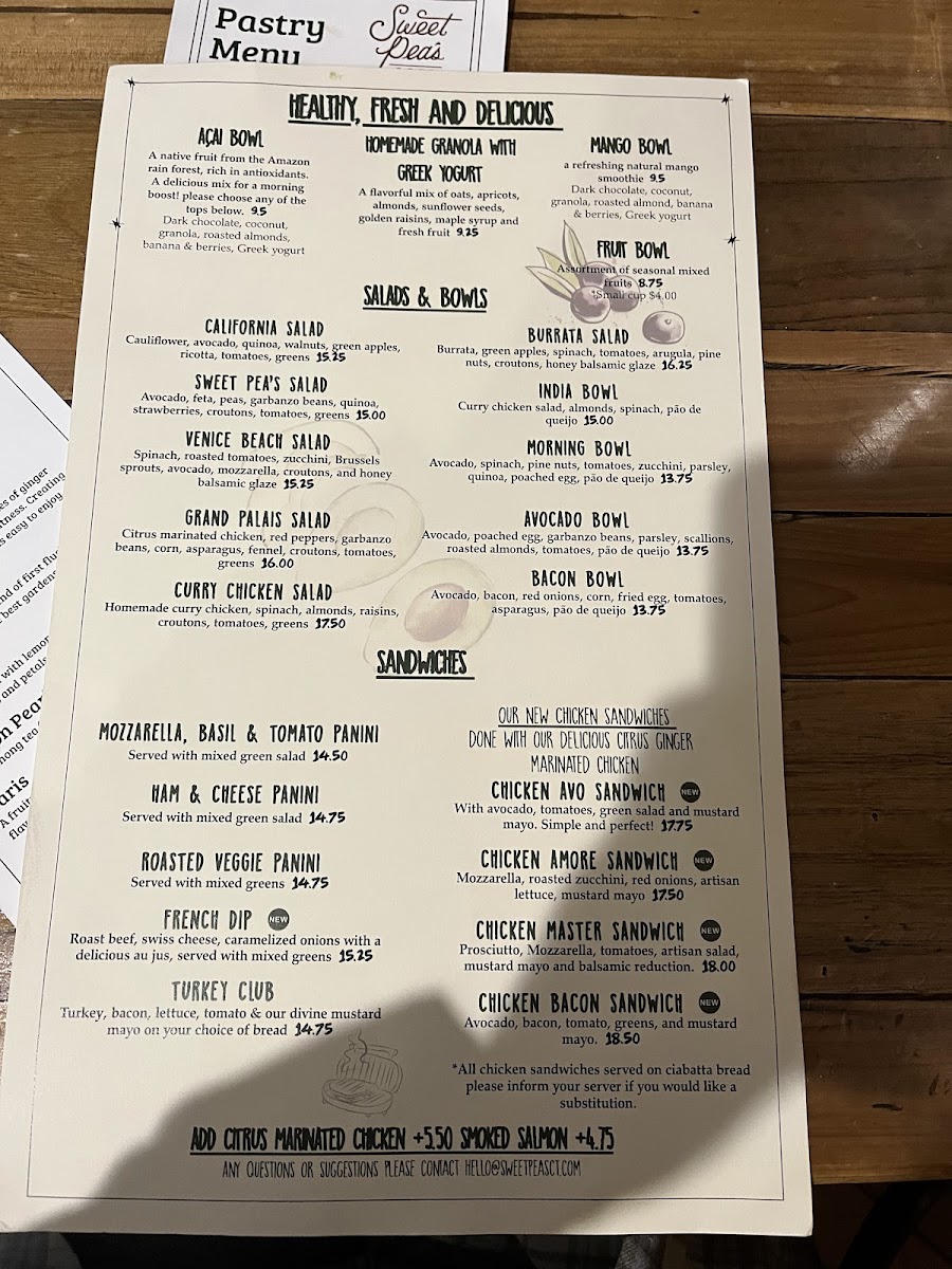 Menu Sweet Pea's Café-7